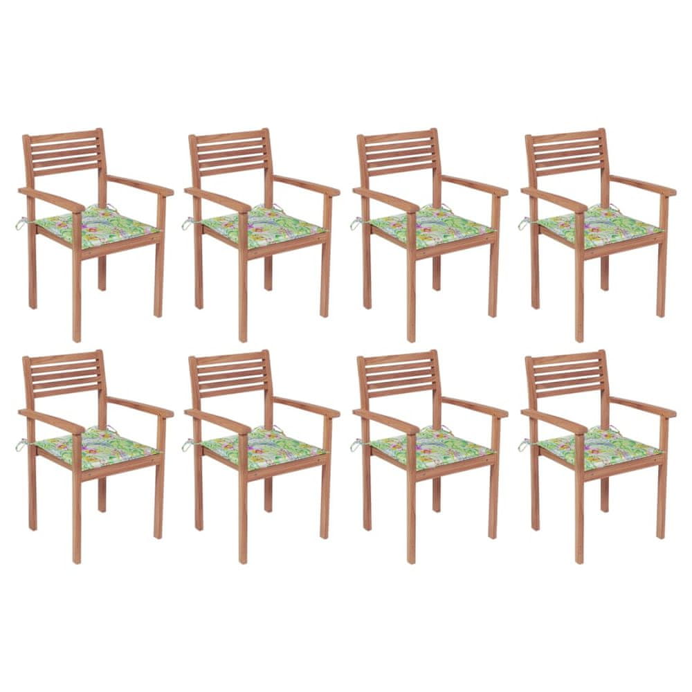 Petromila vidaXL Stohovateľné záhradné stoličky s podložkami 8 ks tíkový masív